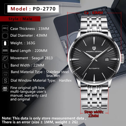 2026 New PAGANI DESIGN Men's Watches Fashion Sports Gold Watch For Men Automatic Mechanical Wristwatches Men Waterproof Leather