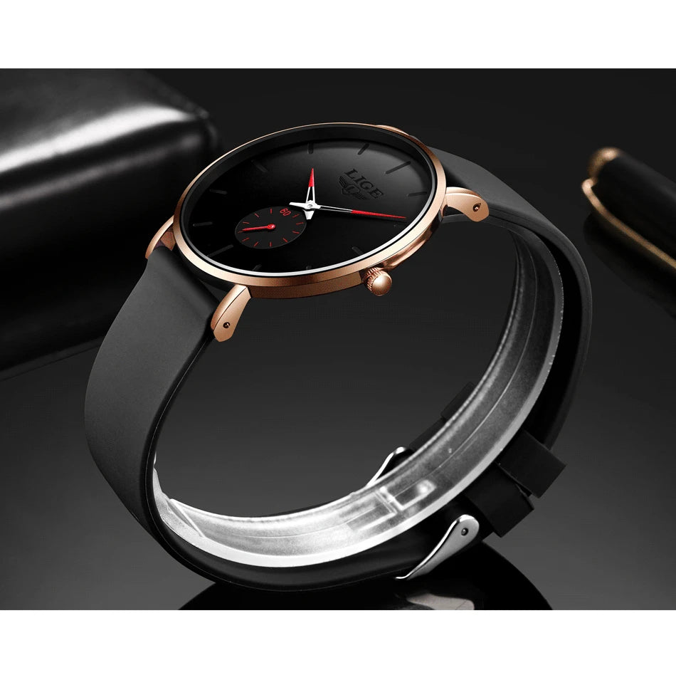 Orologio da uomo LIGE – Stile sportivo e di tendenza, marchio di lusso, impermeabile, design essenziale e ultrasottile, orologio al quarzo da uomo.