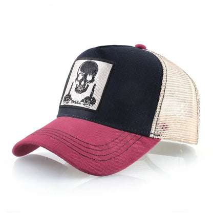 Мъжка бейзболна шапка с бродерия, емблема с череп, Snapback, хип-хоп, Trucker шапка; Дамска шапка за четири сезона, за външни дейности, дишаща, с козирка, шапки „Bone“