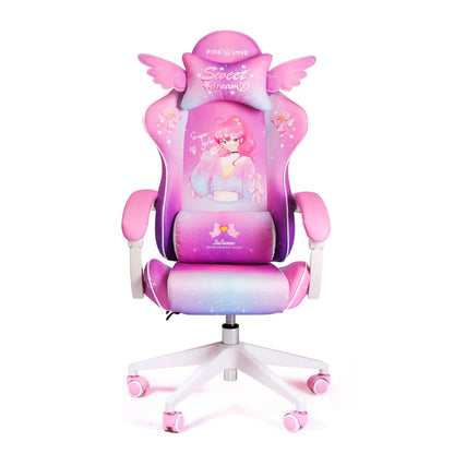 Rose Pink Gaming Chair E-Sports Computer Chair with Footrest, Ergonomic Office Chair, Adjustable Height Swivel Gamer Chair for Home & Office