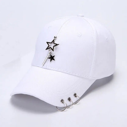 Modna bawełniana czapka z daszkiem w stylu hip-hopowym, kreatywne czapki z piercingsem, czapki punkowe, czapki dla dorosłych na co dzień, jednolite, regulowane, unisex, czapki typu snapback