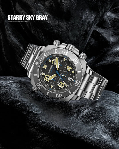 FeelNever Sport Automatic Movement Quartz Watch Stainless Steel Sapphire Crystal Watches Men 500M Waterproof Clocks Reloj Hombre
