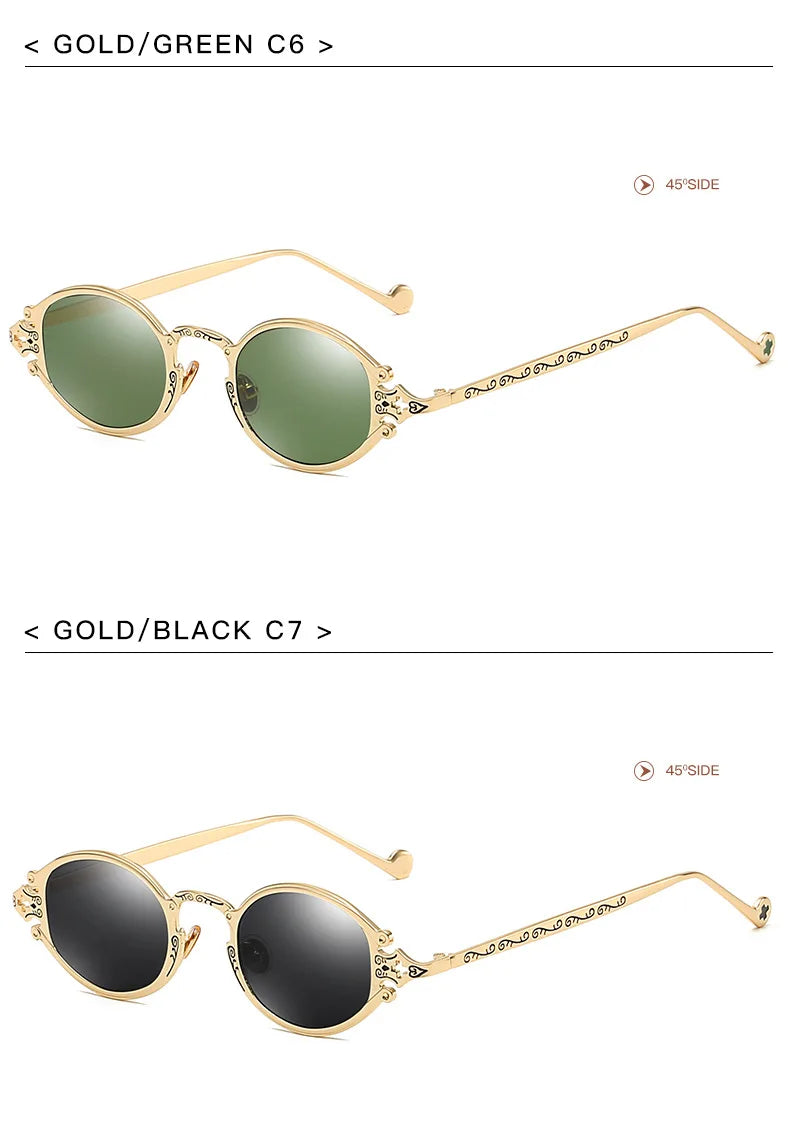 new cateye street shoot man sunglasses women retro steampunk glasses gothic oval Metal frame carved sunglasses Gafas sol mujer