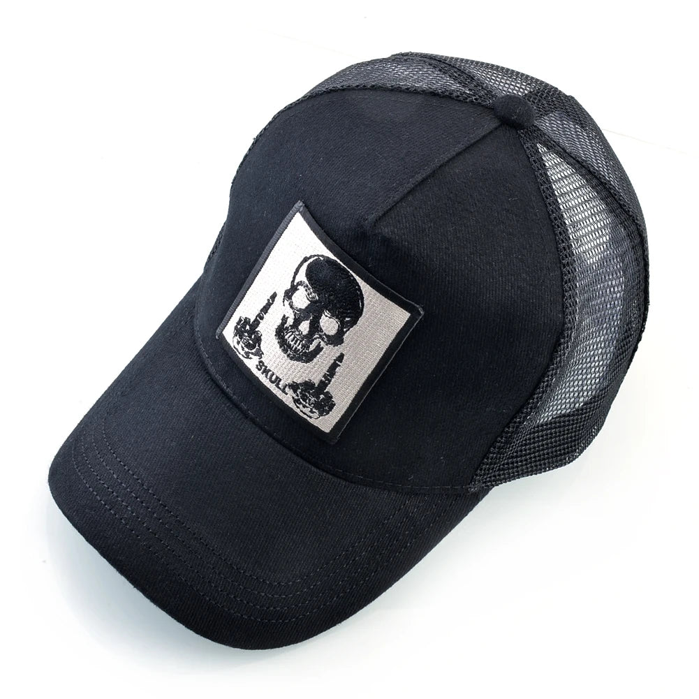 Мъжка бейзболна шапка с бродерия, емблема с череп, Snapback, хип-хоп, Trucker шапка; Дамска шапка за четири сезона, за външни дейности, дишаща, с козирка, шапки „Bone“