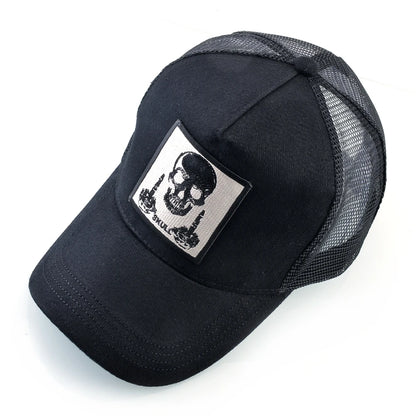 Мъжка бейзболна шапка с бродерия, емблема с череп, Snapback, хип-хоп, Trucker шапка; Дамска шапка за четири сезона, за външни дейности, дишаща, с козирка, шапки „Bone“