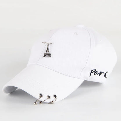 Modna bawełniana czapka z daszkiem w stylu hip-hopowym, kreatywne czapki z piercingsem, czapki punkowe, czapki dla dorosłych na co dzień, jednolite, regulowane, unisex, czapki typu snapback
