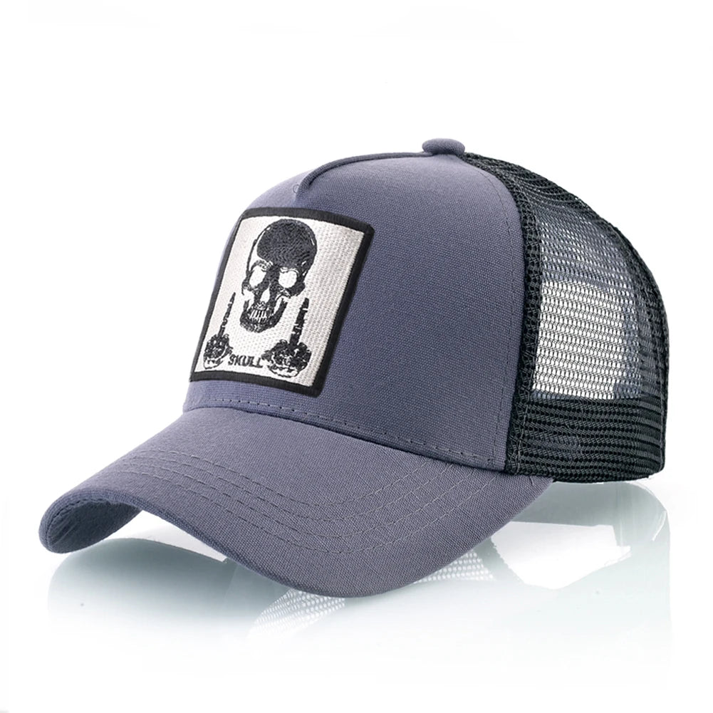 Мъжка бейзболна шапка с бродерия, емблема с череп, Snapback, хип-хоп, Trucker шапка; Дамска шапка за четири сезона, за външни дейности, дишаща, с козирка, шапки „Bone“
