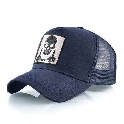 Мъжка бейзболна шапка с бродерия, емблема с череп, Snapback, хип-хоп, Trucker шапка; Дамска шапка за четири сезона, за външни дейности, дишаща, с козирка, шапки „Bone“
