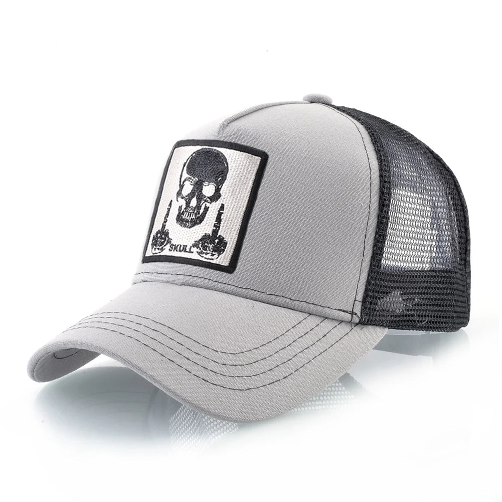 Мъжка бейзболна шапка с бродерия, емблема с череп, Snapback, хип-хоп, Trucker шапка; Дамска шапка за четири сезона, за външни дейности, дишаща, с козирка, шапки „Bone“