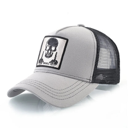 Мъжка бейзболна шапка с бродерия, емблема с череп, Snapback, хип-хоп, Trucker шапка; Дамска шапка за четири сезона, за външни дейности, дишаща, с козирка, шапки „Bone“