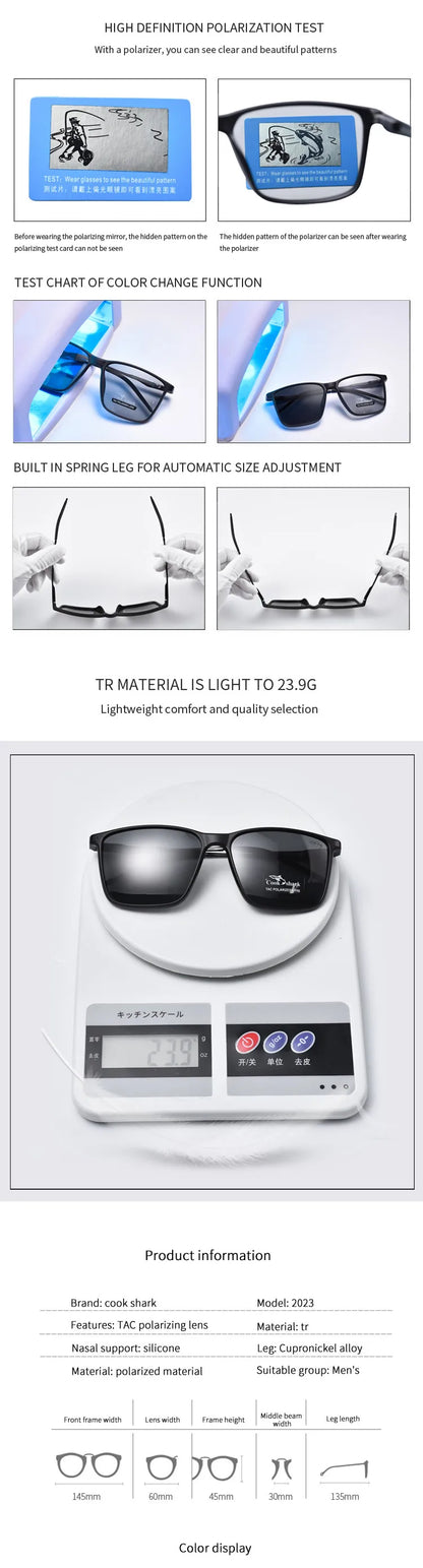 Cook Shark polarized sunglasses men's sunglasses women's UV protection driving special color-changing glasses trend personality
