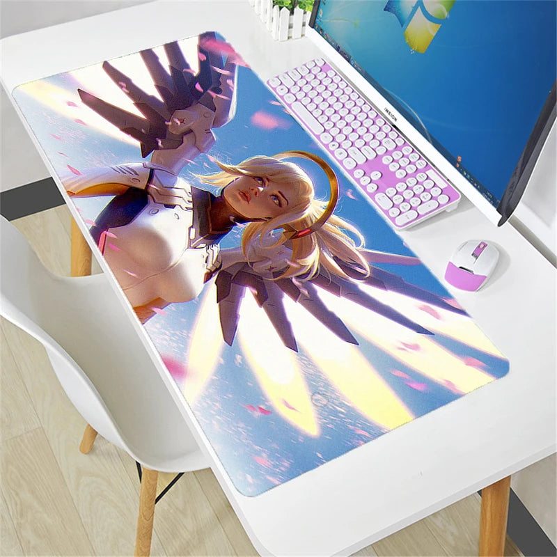 Didelis „Overwatch“ pelės kilimėlis DIY Kawaii XXL kompiuterio stalo kilimėlis žaidėjams biurui, klaviatūrai ir žaidimų aksesuarams