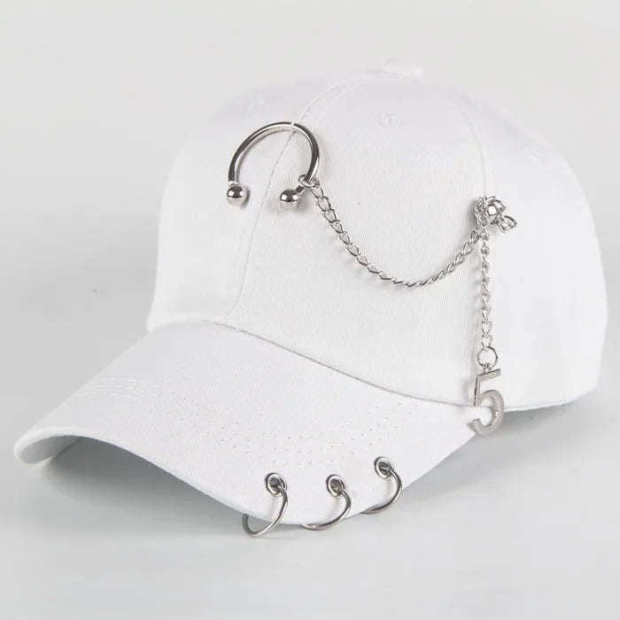 Modna bawełniana czapka z daszkiem w stylu hip-hopowym, kreatywne czapki z piercingsem, czapki punkowe, czapki dla dorosłych na co dzień, jednolite, regulowane, unisex, czapki typu snapback
