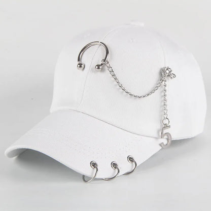 Modna bawełniana czapka z daszkiem w stylu hip-hopowym, kreatywne czapki z piercingsem, czapki punkowe, czapki dla dorosłych na co dzień, jednolite, regulowane, unisex, czapki typu snapback