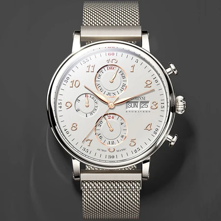 Relógio masculino mecânico automático LOBINNI Luxury Brand Switzerland com calendário perpétuo, vidro de safira e mostrador multifunções L13019-8