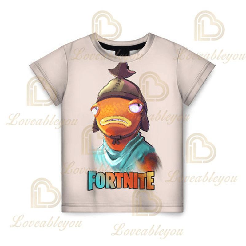 Детска тениска Cartoon Fortnite New Summer с 3D принт за момчета и момичета, streetwear дрехи за възрастни и деца, забавна тениска с обло деколте