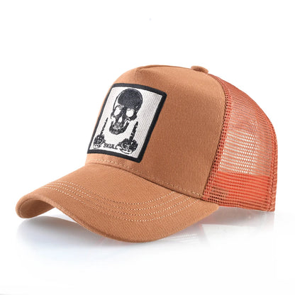Мъжка бейзболна шапка с бродерия, емблема с череп, Snapback, хип-хоп, Trucker шапка; Дамска шапка за четири сезона, за външни дейности, дишаща, с козирка, шапки „Bone“