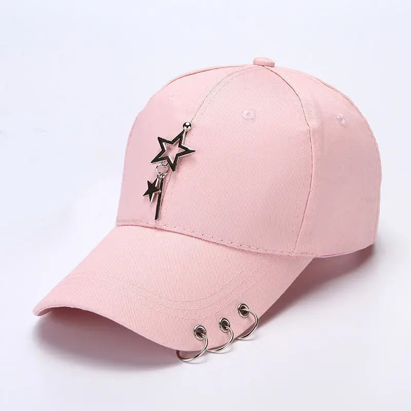 Modna bawełniana czapka z daszkiem w stylu hip-hopowym, kreatywne czapki z piercingsem, czapki punkowe, czapki dla dorosłych na co dzień, jednolite, regulowane, unisex, czapki typu snapback
