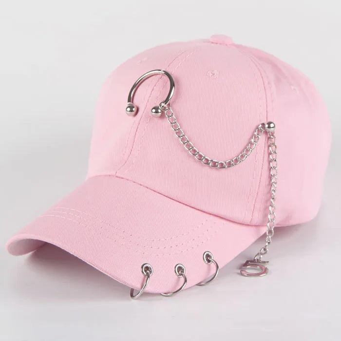 Modna bawełniana czapka z daszkiem w stylu hip-hopowym, kreatywne czapki z piercingsem, czapki punkowe, czapki dla dorosłych na co dzień, jednolite, regulowane, unisex, czapki typu snapback