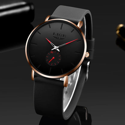 Orologio da uomo LIGE – Stile sportivo e di tendenza, marchio di lusso, impermeabile, design essenziale e ultrasottile, orologio al quarzo da uomo.