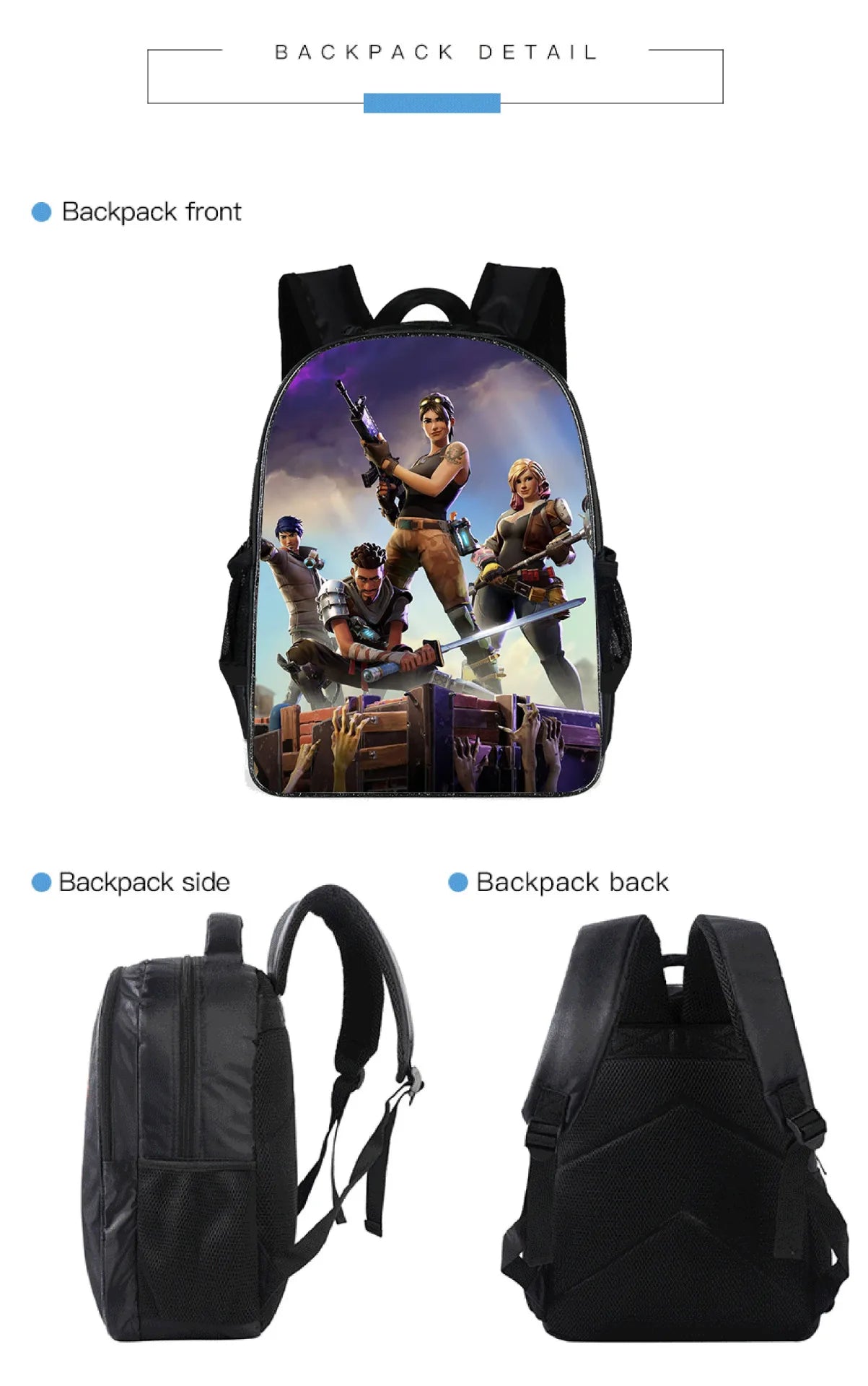 Fortnite Kids 3pcs Backpack Set Women Backpacks Office Stationary for Teenage Girls Boys Laptop Backpack Casual Travel Rucksack