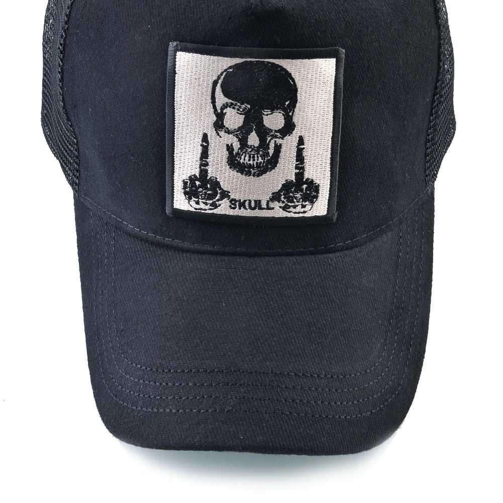 Мъжка бейзболна шапка с бродерия, емблема с череп, Snapback, хип-хоп, Trucker шапка; Дамска шапка за четири сезона, за външни дейности, дишаща, с козирка, шапки „Bone“