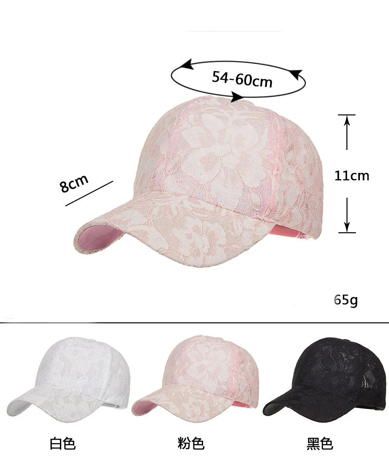 Princess Style Lace Embroidery Mesh Flower Spring and Summer Women Baseball Caps Breathable Lady Snapback Hats Young Girl  BQ091
