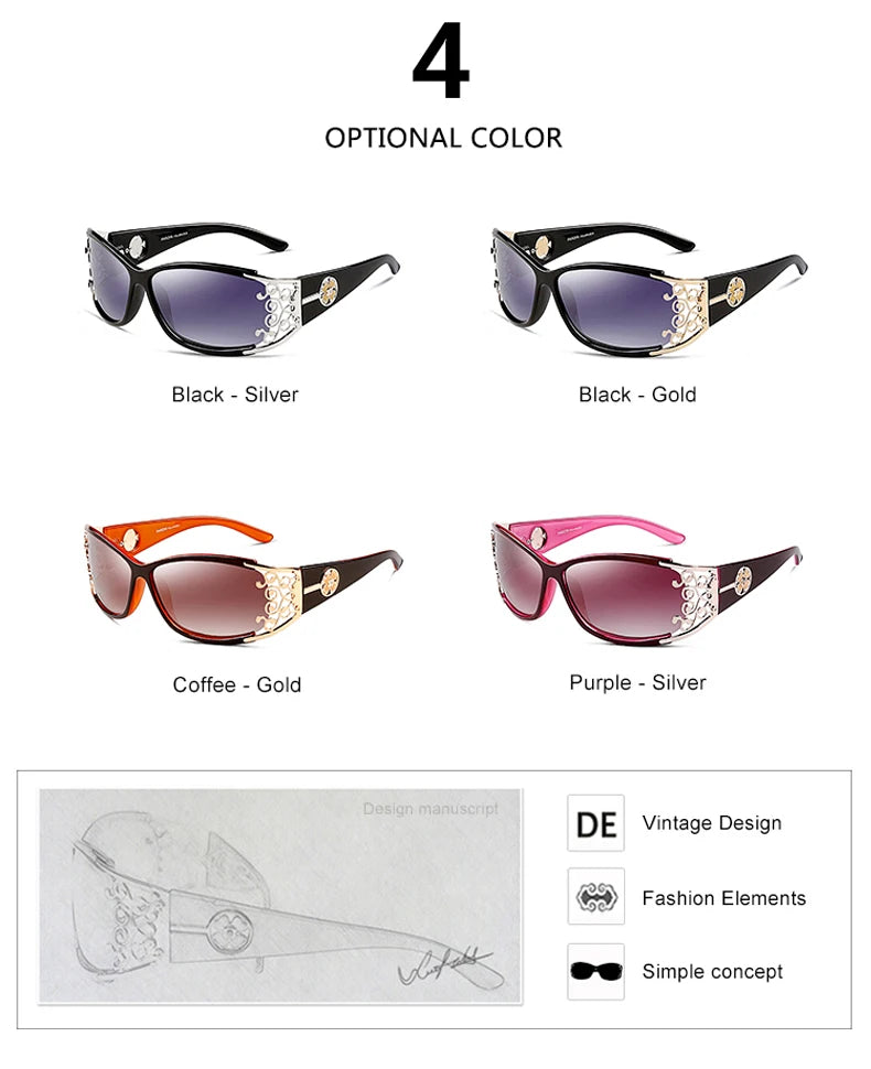 PARZIN Luxury Sunglasses Women Polarized Sun Glasses For Driving Vintage Female Ladies Shades Sunglasses Black With Packing PZ18