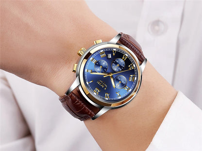 Montre pour homme LIGE – Chronographe de luxe, style sport décontracté, étanche, entièrement en acier, mouvement à quartz