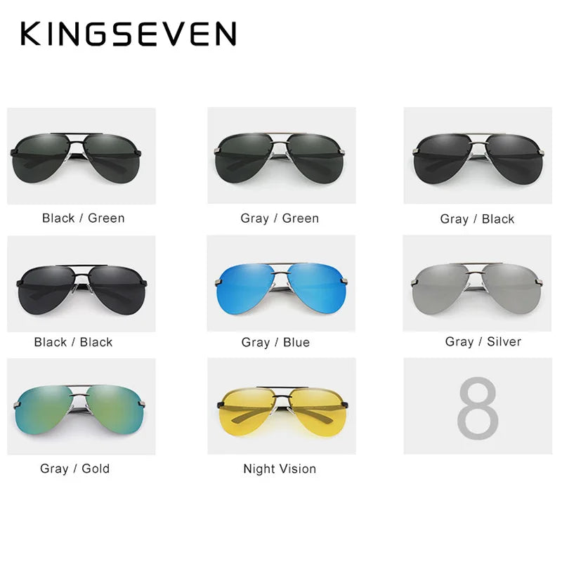 KINGSEVEN Aluminum Magnesium Polarized Rimless Lens Sunglasses For Men High Definition Retro Women Eyewear Oculos de sol