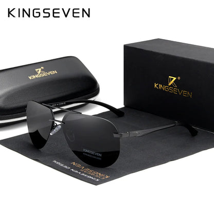 KINGSEVEN Aluminum Magnesium Polarized Rimless Lens Sunglasses For Men High Definition Retro Women Eyewear Oculos de sol