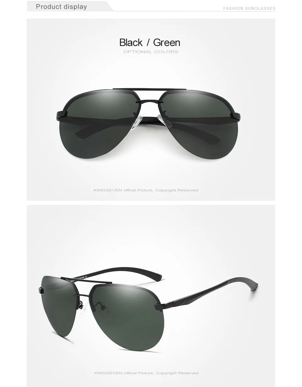 KINGSEVEN Aluminum Magnesium Polarized Rimless Lens Sunglasses For Men High Definition Retro Women Eyewear Oculos de sol