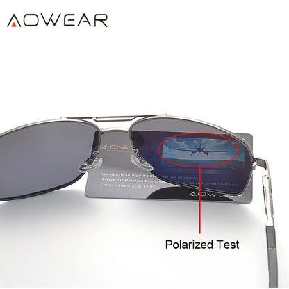 AOWEAR Aviation Polarized Sunglasses Men Aluminum Driving Mirror Sun Glasses Male Brand Designer Retro Eyewear Accessories gafas