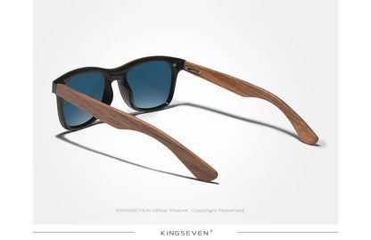 KINGSEVEN 2024 Luxury Walnut Wood Sunglasses Polarized Wooden Brand Designer Rimless Mirrored Square Sun Glasses For Women/Men