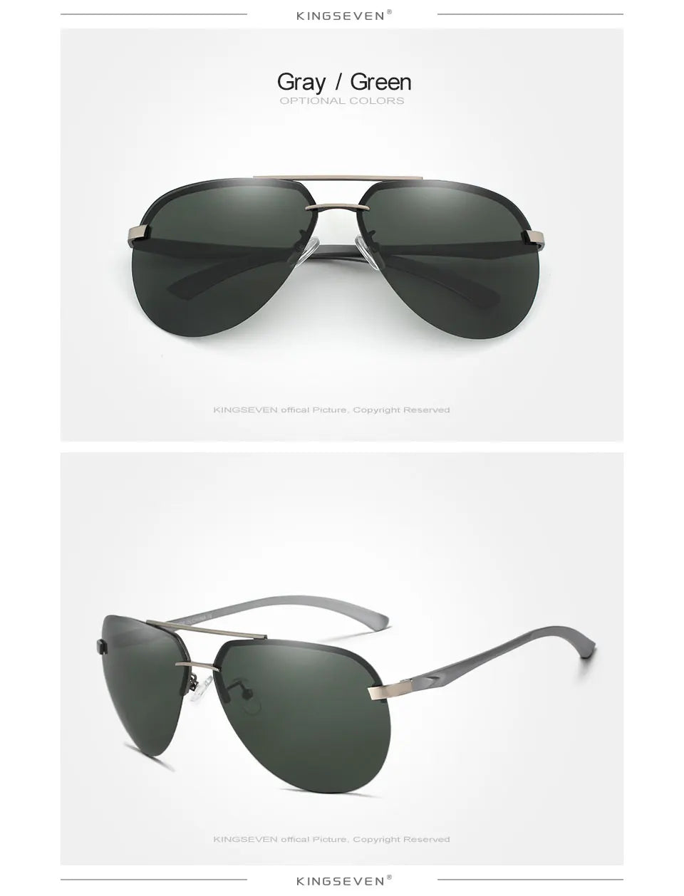 KINGSEVEN Aluminum Magnesium Polarized Rimless Lens Sunglasses For Men High Definition Retro Women Eyewear Oculos de sol