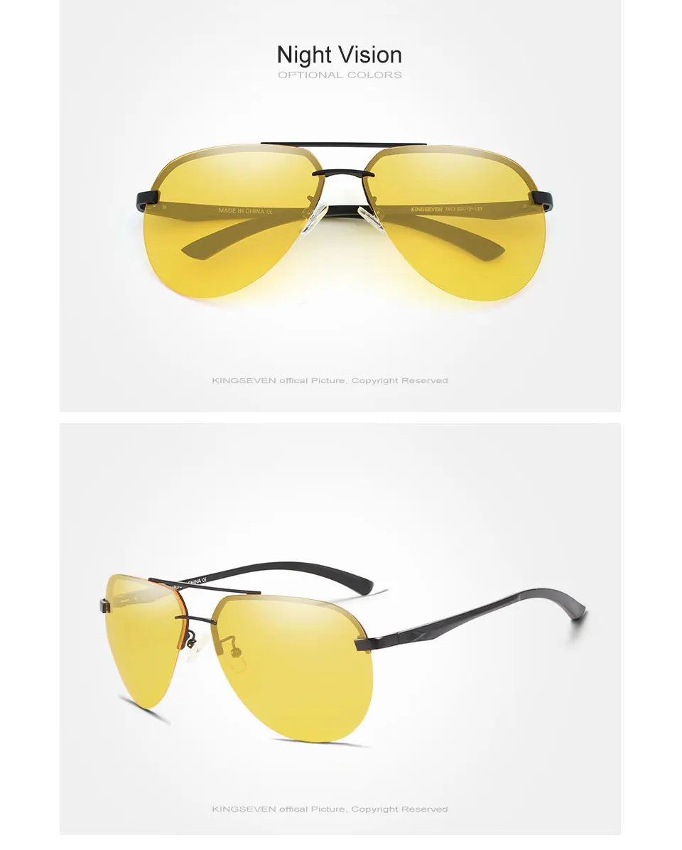 KINGSEVEN Aluminum Magnesium Polarized Rimless Lens Sunglasses For Men High Definition Retro Women Eyewear Oculos de sol