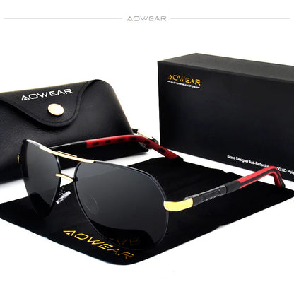 AOWEAR Aviation Polarized Sunglasses Men Aluminum Driving Mirror Sun Glasses Male Brand Designer Retro Eyewear Accessories gafas