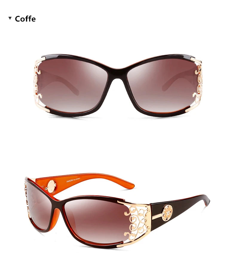PARZIN Luxury Sunglasses Women Polarized Sun Glasses For Driving Vintage Female Ladies Shades Sunglasses Black With Packing PZ18