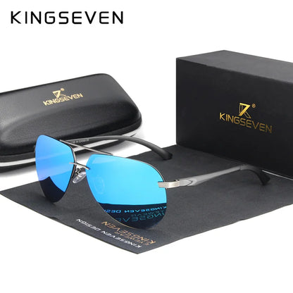 KINGSEVEN Aluminum Magnesium Polarized Rimless Lens Sunglasses For Men High Definition Retro Women Eyewear Oculos de sol