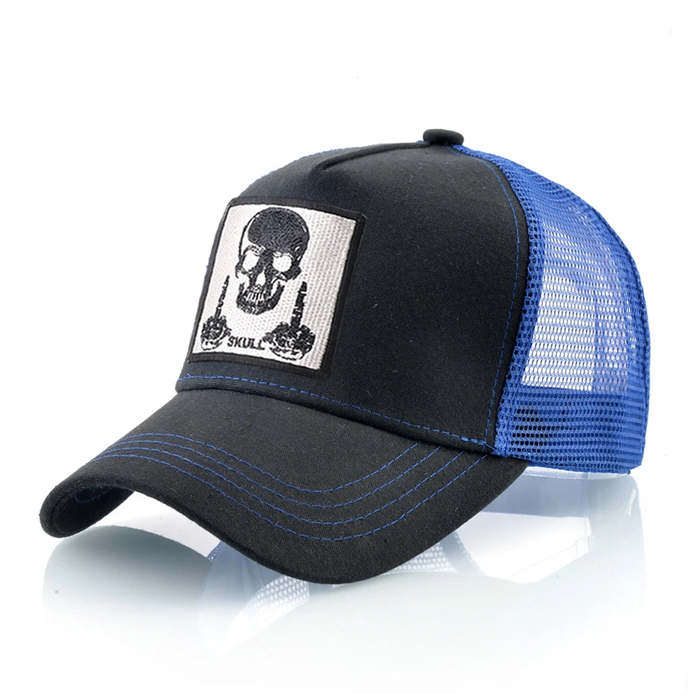 Мъжка бейзболна шапка с бродерия, емблема с череп, Snapback, хип-хоп, Trucker шапка; Дамска шапка за четири сезона, за външни дейности, дишаща, с козирка, шапки „Bone“