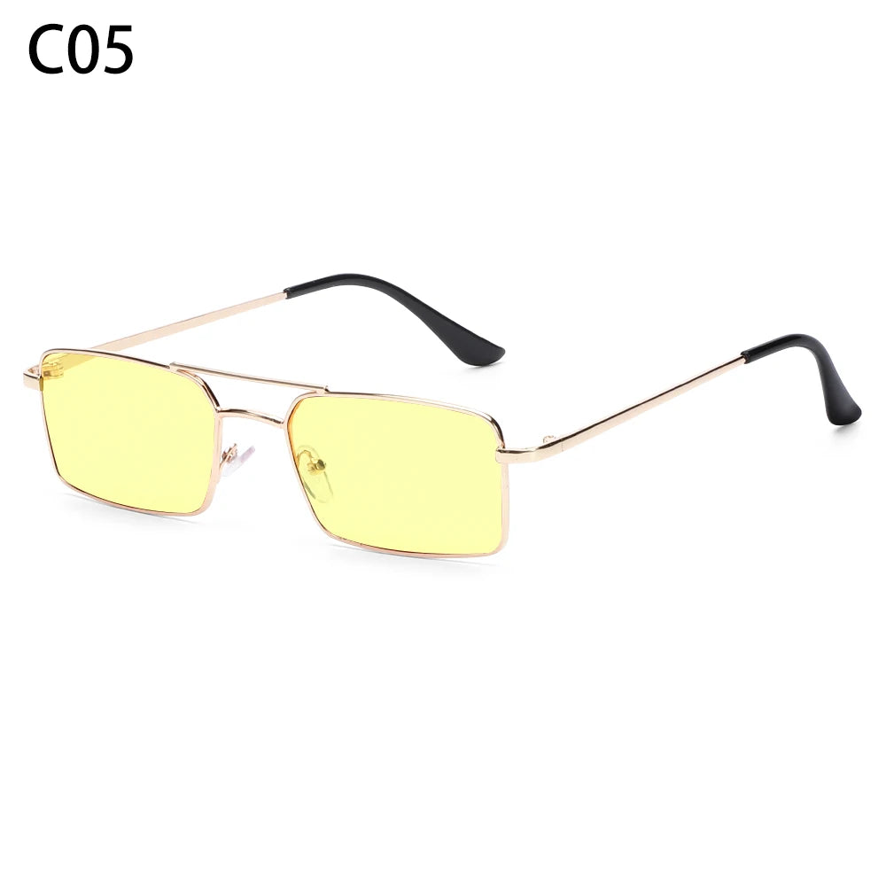 1PC Trendy Fashion Rimless Small Rectangle Sunglasses Women Men 2023 Shades Alloy Metal Glasses Traveling Style UV400 Eyewear