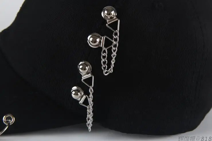 Modna bawełniana czapka z daszkiem w stylu hip-hopowym, kreatywne czapki z piercingsem, czapki punkowe, czapki dla dorosłych na co dzień, jednolite, regulowane, unisex, czapki typu snapback