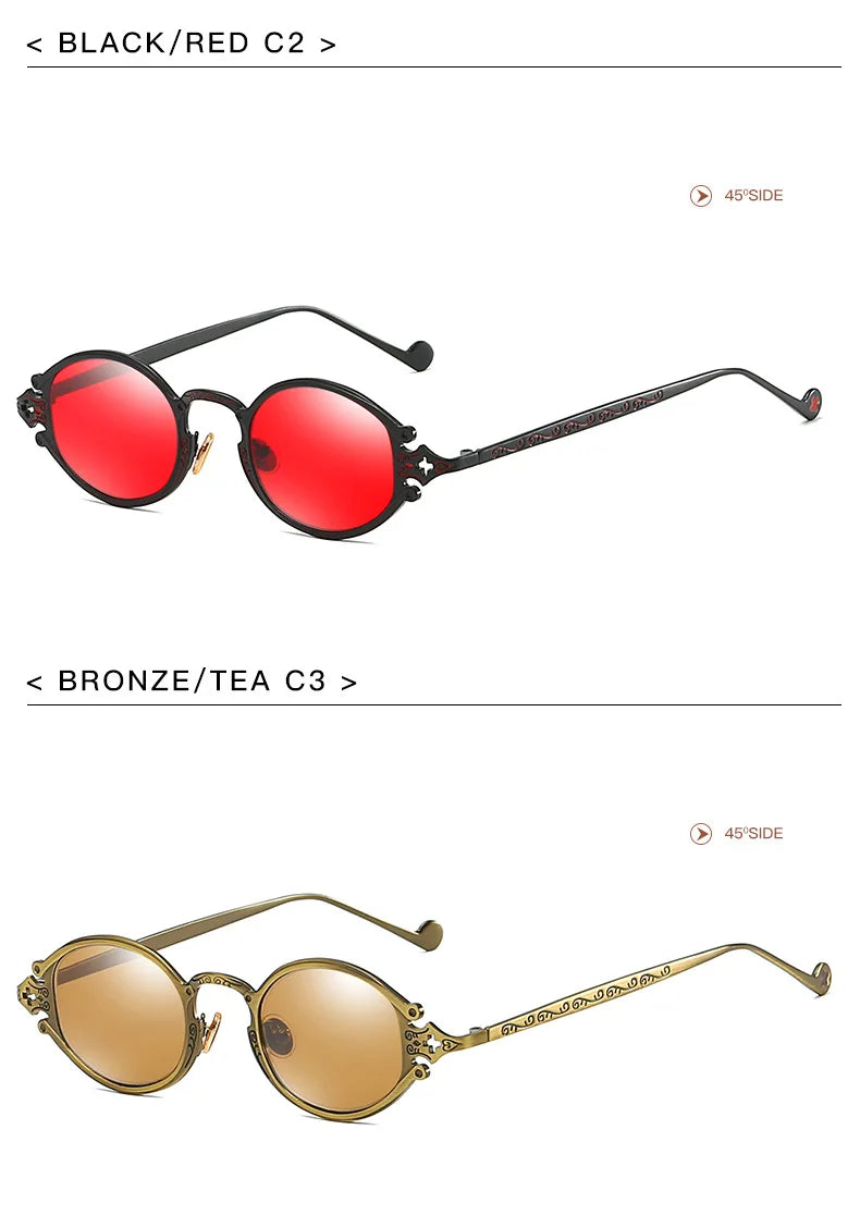 new cateye street shoot man sunglasses women retro steampunk glasses gothic oval Metal frame carved sunglasses Gafas sol mujer