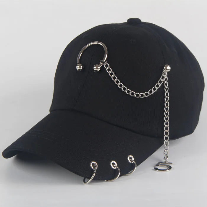 Modna bawełniana czapka z daszkiem w stylu hip-hopowym, kreatywne czapki z piercingsem, czapki punkowe, czapki dla dorosłych na co dzień, jednolite, regulowane, unisex, czapki typu snapback