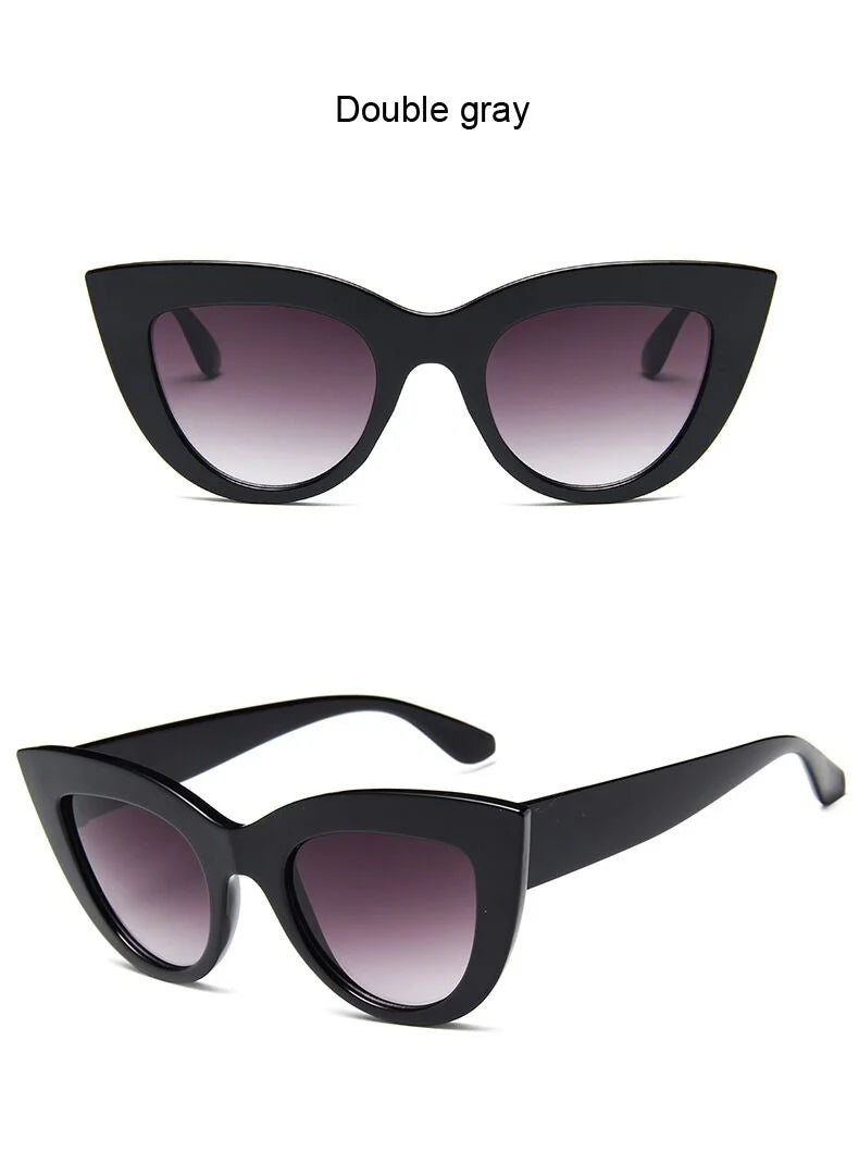 New Retro Fashion Sunglasses Woman Brand Designer Vintage Cat Eye Black Sun Glasses Female Lady UV400 Oculos