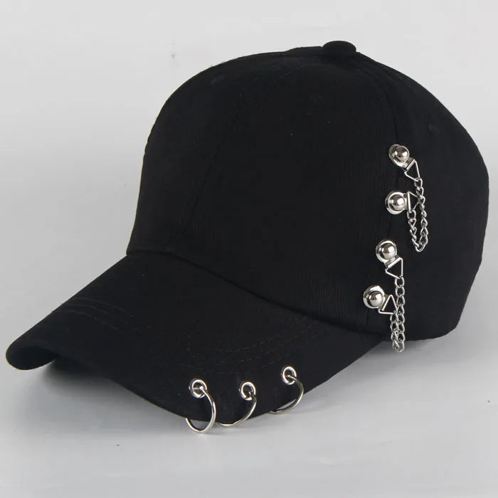 Modna bawełniana czapka z daszkiem w stylu hip-hopowym, kreatywne czapki z piercingsem, czapki punkowe, czapki dla dorosłych na co dzień, jednolite, regulowane, unisex, czapki typu snapback