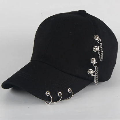 Modna bawełniana czapka z daszkiem w stylu hip-hopowym, kreatywne czapki z piercingsem, czapki punkowe, czapki dla dorosłych na co dzień, jednolite, regulowane, unisex, czapki typu snapback