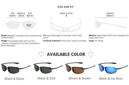 JULI Sports Sunglasses for Men Women TR90 Rimless Frame UV400 Protection for Cycling Running Fishing Baseball Driving 8001