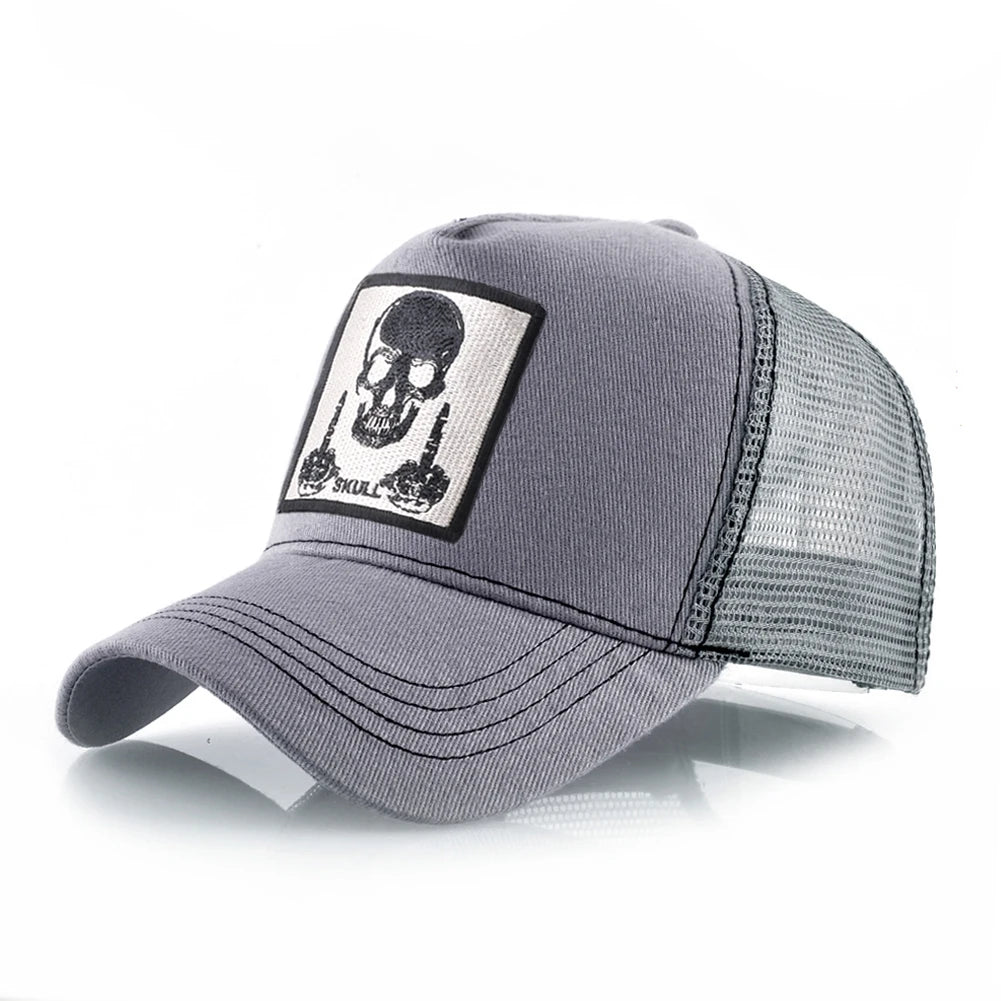 Мъжка бейзболна шапка с бродерия, емблема с череп, Snapback, хип-хоп, Trucker шапка; Дамска шапка за четири сезона, за външни дейности, дишаща, с козирка, шапки „Bone“