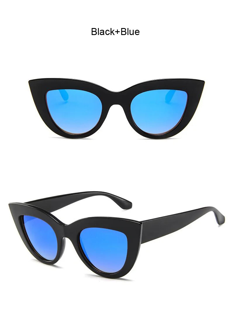 New Retro Fashion Sunglasses Woman Brand Designer Vintage Cat Eye Black Sun Glasses Female Lady UV400 Oculos